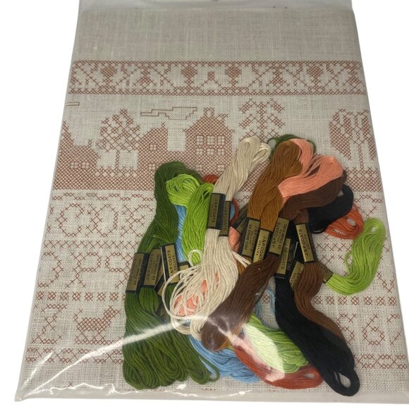 Heirloom Sampler Cross Stitch Kit No. 250 Colonial Town Flowers Birds Alphabet - Picture 5 of 5